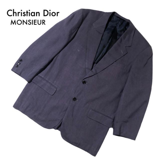 Christian Dior(クリスチャンディオール)のクリスチャンディオール 長袖テーラードジャケット 麻 パープル L 春夏古着 メンズのジャケット/アウター(テーラードジャケット)の商品写真