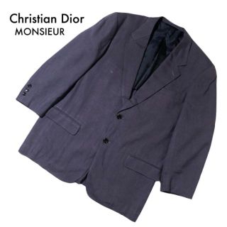 クリスチャンディオール(Christian Dior)のクリスチャンディオール 長袖テーラードジャケット 麻 パープル L 春夏古着(テーラードジャケット)