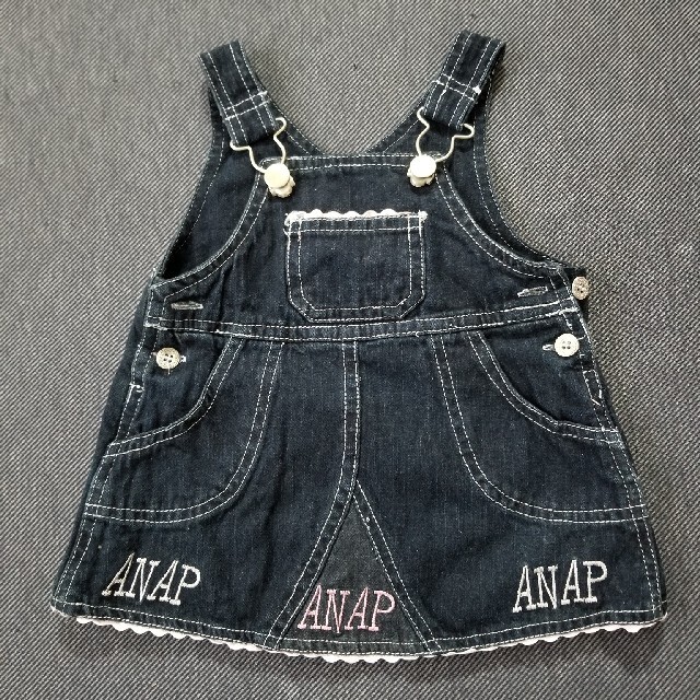 ANAP(アナップ)の最終値下げセール！　デニム　サロペットスカート　70　ANAP キッズ/ベビー/マタニティのベビー服(~85cm)(スカート)の商品写真