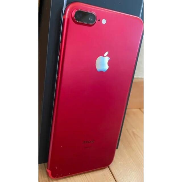 iPhone7Plus Red 128GB Simロック解除済/付属品３点未使用-