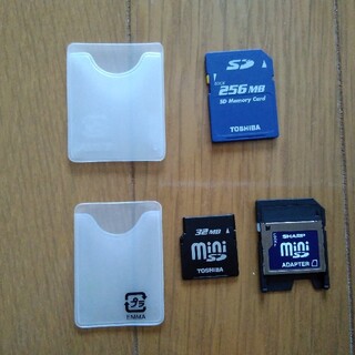 トウシバ(東芝)のSDカード(265MB)、miniSDカード(32MB)(PC周辺機器)