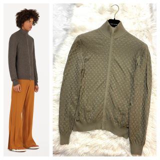 ルイヴィトン(LOUIS VUITTON)の本物 美品 ルイヴィトン ダミエ リブ切替 ZIP UP ニット ジャケット S(ニット/セーター)