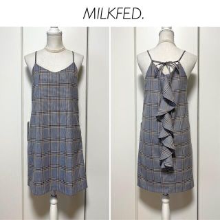 ミルクフェド(MILKFED.)の【美品】MILKFED.  チェック柄 キャミソールワンピース(ミニワンピース)