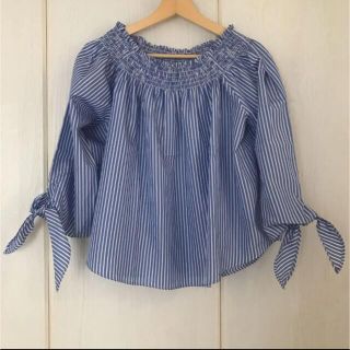 ロペピクニック(Rope' Picnic)のロペピクニック　シャーリングブラウス　ストライプ　ROPE PICNIC 38(シャツ/ブラウス(長袖/七分))