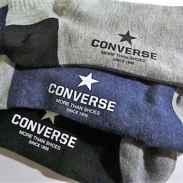 CONVERSE(コンバース)の★）3P（25-27 ボーダー柄）福助製コンバース★靴下 ソックス13560綿混 メンズのレッグウェア(ソックス)の商品写真