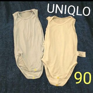 ユニクロ(UNIQLO)の専用UNIQLO エアリズム ロンパース ブルー＆ホワイト 90cm 下着 肌着(下着)