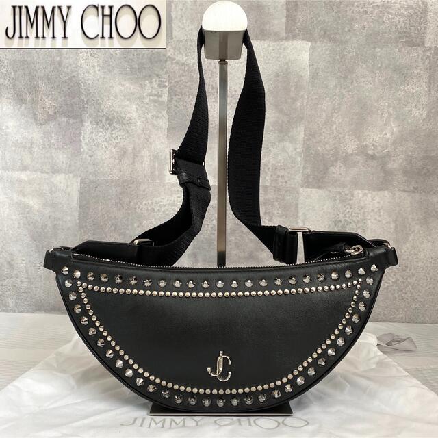 2021春の新作 - CHOO JIMMY 【美品】JIMMY クロスボディバッグ 黒 シルバースタッズ JCロゴ CHOO ショルダーバッグ