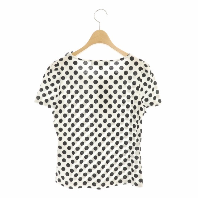 M'S GRACY(エムズグレイシー)のエムズグレイシー Tシャツ カットソー ドット柄 リボンネック 半袖 白 黒 レディースのトップス(Tシャツ(半袖/袖なし))の商品写真