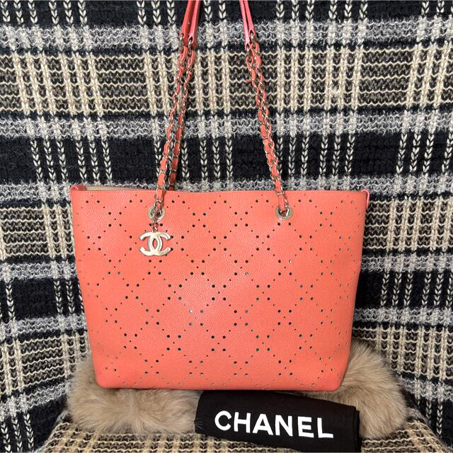 超美品！可愛い♡CHANEL パンチングマトラッセ★チェーンショルダーバッグ120cmショルダー