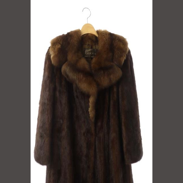 Gucci(グッチ)のグッチ 毛皮コート アウター ロング セーブルファー シェアード 茶 ブラウン レディースのジャケット/アウター(毛皮/ファーコート)の商品写真