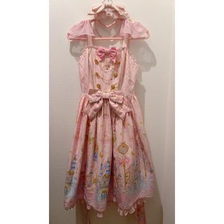 アンジェリックプリティー(Angelic Pretty)のAngelic Pretty ジャンパースカートカチューシャSET(ひざ丈ワンピース)