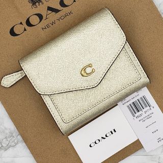 コーチ(COACH)のCOACH コーチ スモール  レザー ウォレット メタリック ゴールド(財布)