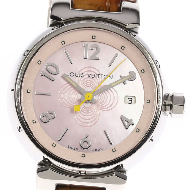 【特別セール品】 LOUIS VUITTON - 【LOUIS VUITTON】ルイ・ヴィトン タンブール Q1216 デイト クォーツ レディース 腕時計