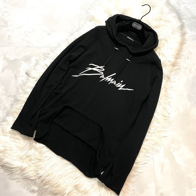 BALMAIN - 本物 バルマンオム 新ロゴ 蛍光プリント パーカー BALMAIN - 本物 バルマンオム 新ロゴ 蛍光プリント パーカー