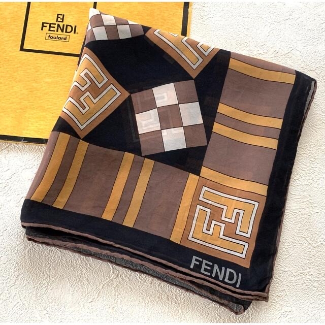 FENDI フェンディ シフォンスカーフ ショール ズッカ ズッキーノ ①-