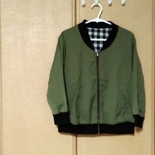 ページボーイ(PAGEBOY)のPAGE BOY♥ブルゾン MA-1 カーキ チェック リバーシブル 七分袖(ブルゾン)