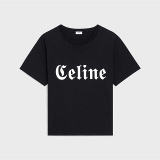 CELINE PARIS セリーヌ　半袖Tシャツ 馬車ロゴ刺繍 白×金　正規　M