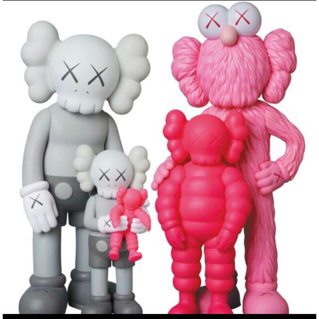 KAWS FAMILY GREY/PINK/FLUORO PINK カウズベアブリック