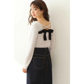 プロポーションボディドレッシング(PROPORTION BODY DRESSING)の新品タグ付き♡バックリボンリブニット グレージュ(ニット/セーター)