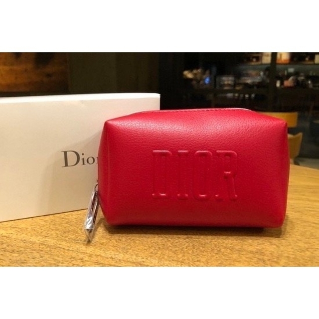 Christian Dior - 最新 ディオール ノベルティ スクエア ポーチ レッド