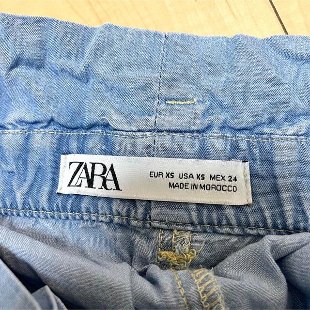 ZARA(ザラ)のZARA  ワイドパンツ  デニム　リボンベルト　カジュアルパンツ　ガウチョ レディースのパンツ(カジュアルパンツ)の商品写真