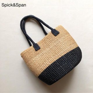 スピックアンドスパン(Spick & Span)の903スピック＆スパン サイザルかごバッグ 大容量肩掛け可◎ナチュラル×紺麻(かごバッグ/ストローバッグ)