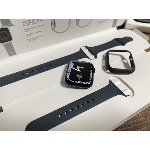 腕時計(デジタル)美品 Apple Watch7 45mm ミッドナイトアルミニウム 付属品完備