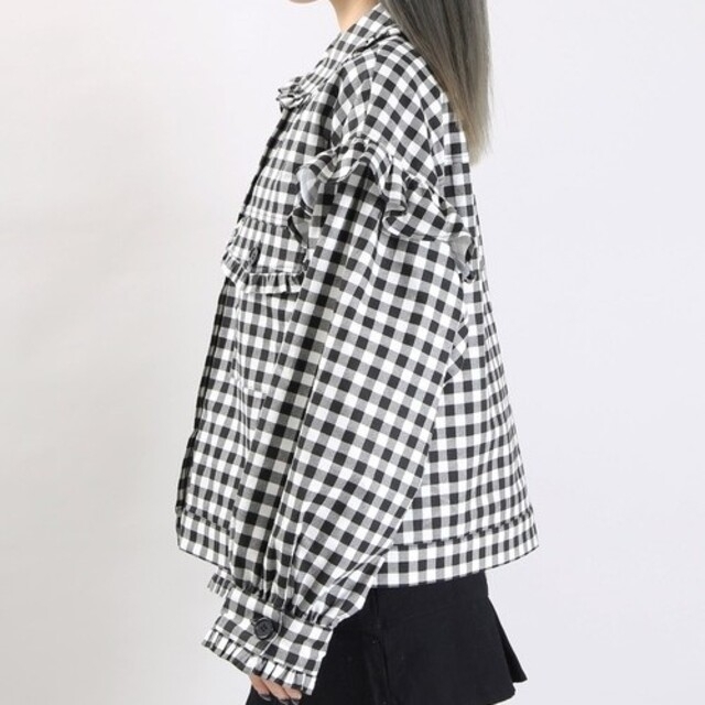wc(ダブルシー)のW♡C フリルカラーギンガムジャケット 【BLACK】 レディースのジャケット/アウター(スプリングコート)の商品写真