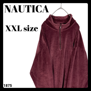 ノーティカ(NAUTICA)のUSA古着 ノーティカ ベロア素材 ハーフジップ プルオーバー ボルドー XXL(スウェット)