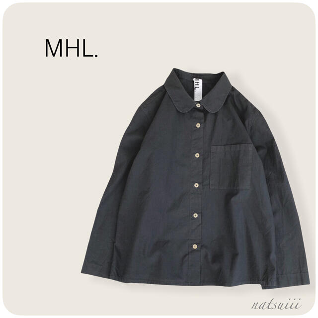 MHL. マーガレットハウエル . 丸襟 ポケット シャツ ブラウス約39cm袖丈