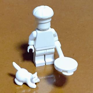 レゴ(Lego)の確認用！レゴ★ホワイト単色ミニフィグ ピザ職人 オリジナルアレンジ 激レア(キャラクターグッズ)