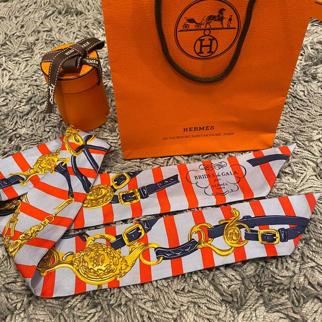 激レア♡エルメス ツイリー ボーダー 水色×赤 ブルー レッド 石原