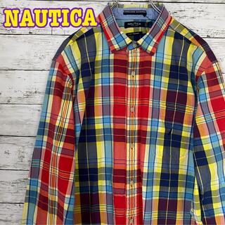 ノーティカ(NAUTICA)のNAUTICA ノーティカ  シャツ　チェックシャツ　古着　刺繍ロゴ　一点物(シャツ)