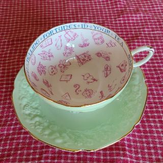 希少 パラゴン フォーチュン 紅茶占い カップ&ソーサ エンボス ミント