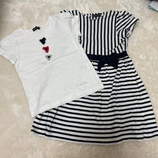 ベベ(BeBe)の美品べべ　BEBE 120 ボーダーワンピース　Tシャツ(ワンピース)