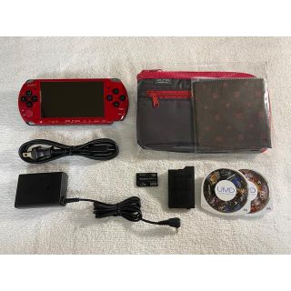 プレイステーションポータブル(PlayStation Portable)の美品 PSP-3000(PSPJ-30026) バリューパック レッド/ブラック(携帯用ゲーム機本体)