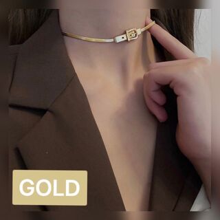 【数量限定】ゴールド チョーカー ベルト型 ネックレス 韓国(ネックレス)