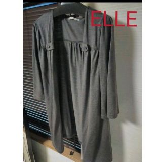 エル(ELLE)のELLE カーディガン　グレー　M(カーディガン)