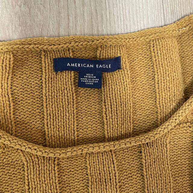 American Eagle(アメリカンイーグル)のアメリカンイーグルアウトフィッターズ　クロップド ニット　ショート丈　ベージュ レディースのトップス(ニット/セーター)の商品写真