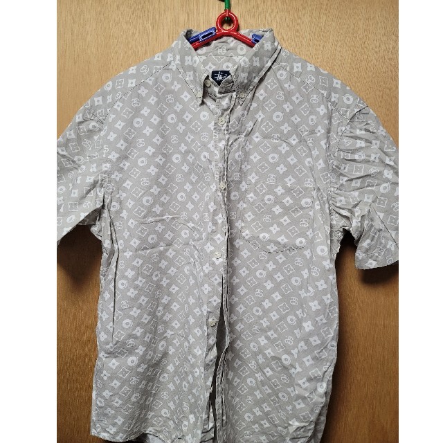 ●日本正規品● STUSSY - STUSSY　ボタンダウンシャツ　モノグラム柄　シャツ XL　90s Tシャツ+カットソー(半袖+袖なし)