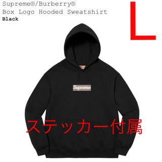 シュプリーム(Supreme)の黒L 22SS Supreme burberry box logo hooded(パーカー)