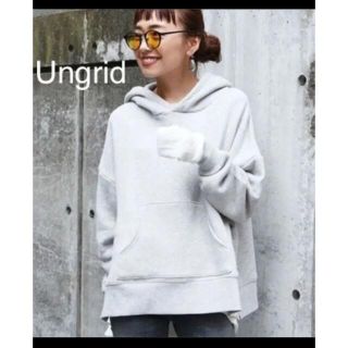 Ungrid ♡ボリュームサイドスリットパーカー　ダメージ　グレー