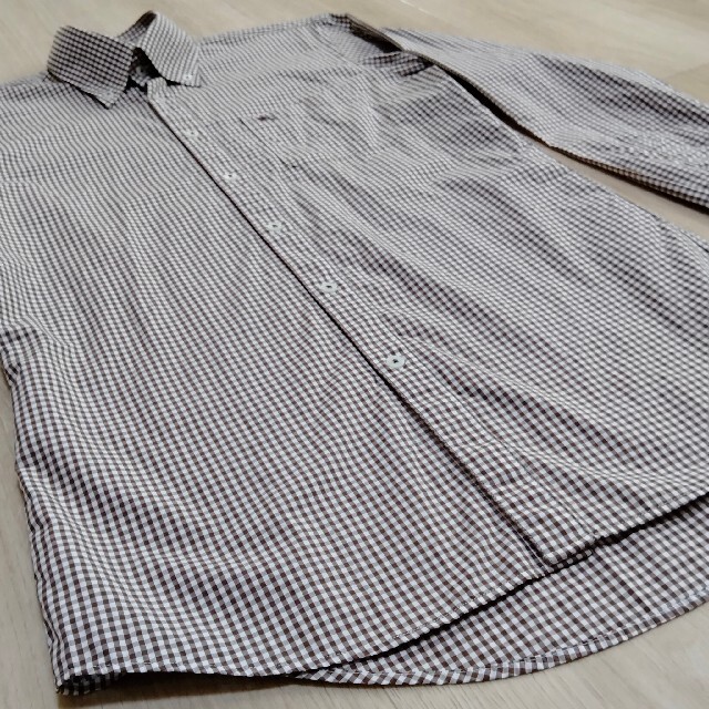 BURBERRY BLACK LABEL(バーバリーブラックレーベル)の激安!!ギンガムチェック 長袖ボタンダウンシャツ 38(S～M) ブラウン×ホワ メンズのトップス(シャツ)の商品写真