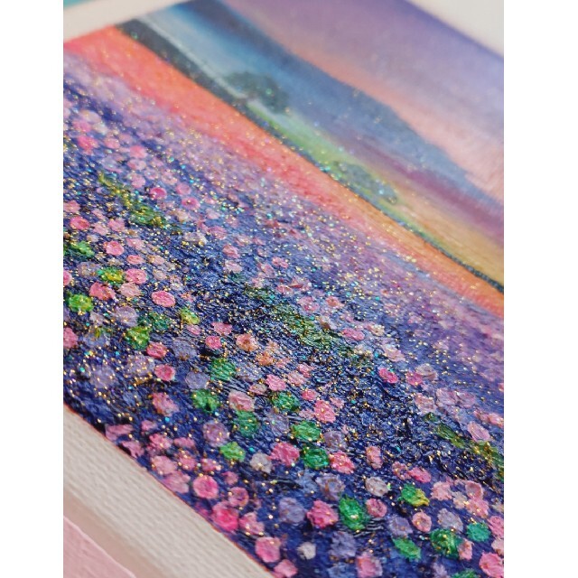 かわいい～！」 油絵 絵画 原画 再販 ゴールドラメ増し増しバージョン ①『星降る花畑』 絵画+タペストリー