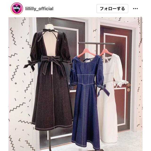 lilLilly バックリボンデニムパフドレス - www.glycoala.com