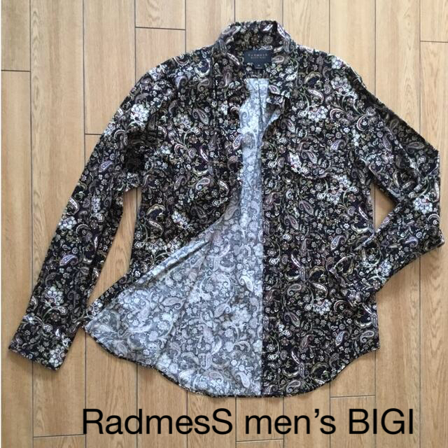 RadmesS men’s BIGI メンズビギ シャツ 上着 黒 ペイズリー柄MEN