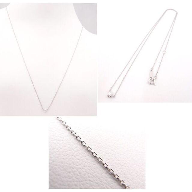 4℃ K18WG ホワイトゴールド 1粒ダイヤモンドネックレス