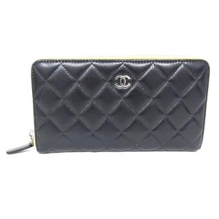 シャネル(CHANEL)のシャネル ラウンドファスナー長財布 マトラッセ ブラック/イエロー(財布)