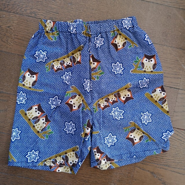 甚平 90 上下セット フクロウ 夏 祭り 浴衣 キッズ/ベビー/マタニティのキッズ服男の子用(90cm~)(甚平/浴衣)の商品写真