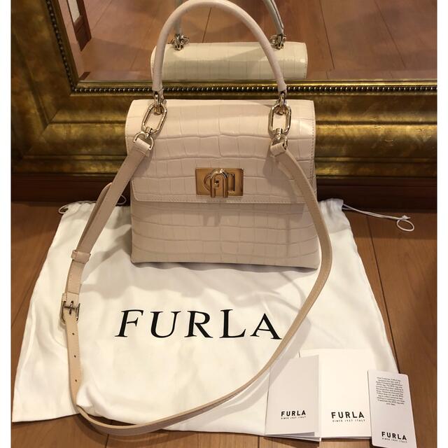 正規品　FURLA トップハンドル　77000円　クロコ型押し　完売　フルラレディース